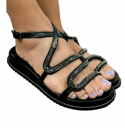 PAPETE FEMININA SERPENTE STRASS PRETO
