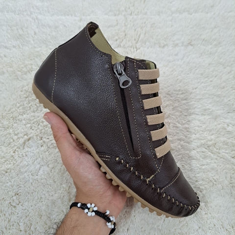 TÊNIS BOTINHA FEMININO COURO LEGÍTIMO CAFÉ - comprar online