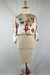 Vestido midi saia bege elastica estampa borboletas - comprar online