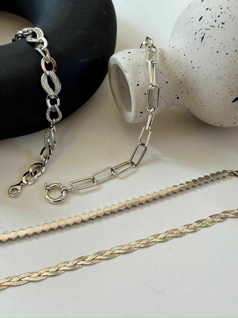 Pulsera de plata 925 trenzada pulido espejo