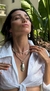 Collar largo con pelotitas en plata y detalles en piedras obsidianas