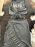 Conjunto cropped e saia preto courino fake