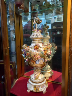 Antiguo Potiche Porcelana Dresden Flores - comprar online