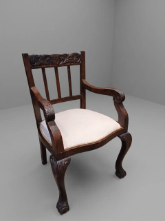 Antiguo Sillon Chippendale En Roble Escritorio