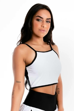 Cropped Alcinha Preto e Branco Liso | REF: LX222