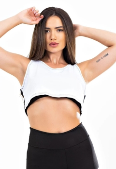 Blusa Branca Com Tela Preta Feminina Alcinha | REF: LX295