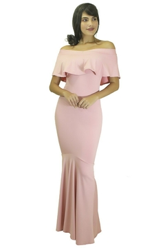 Vestido Longo Ombro a Ombro com Babado Elegante e Rabo de Sereia Festa | REF: VK4