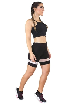 Cropped Alcinha Preto + Shorts Preto Com Elastico Conjunto Fitness | REF: LX047 - Fit & Move