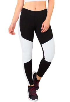 Calça Detalhes e Faixas Branco Legging Fitness Preto | REF: LC43 - Fit & Move