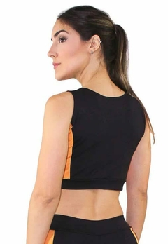 Cropped Fitness Preto Detalhe Amarelo Top | REF: CC17 - Fit & Move