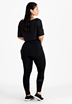 Conjunto Fitness Cropped Preto + Calça Legging com Bolso Tela | REF: LX81 - Fit & Move