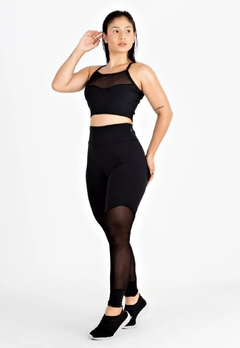 Top Cropped e Calça Legging Detalhe Transparente Conjunto Fitness | REF: LX117 - Fit & Move