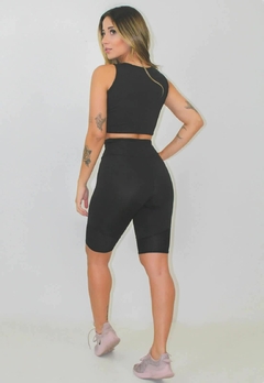 Cropped e Bermuda Preto Conjunto Fitness | REF: LX133 na internet