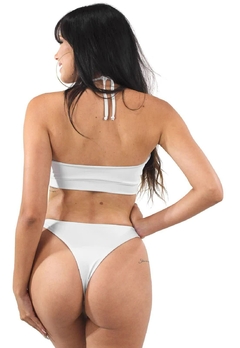 Biquini Cropped Com Decote Branco Top | REF: BK74 - Fit & Move