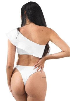 Biquini Um Ombro Só Babado Branco | REF: BK76 - Fit & Move