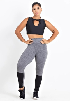 Cropped Mescla e Calça Legging Mescla Detalhe Preto Conjunto Fitness | REF: LX164 - Fit & Move