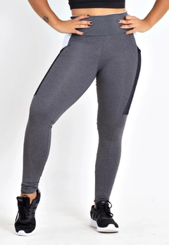 Calça Detalhe Branco com Bolso Legging Fitness Mescla | REF: LX176 - comprar online