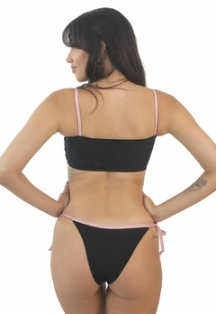 Biquini Top Cropped Alcinha Calcinha Amarrar Preto e Rose | REF: BK106 na internet