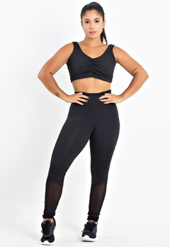 Calça Legging Com Tela e Cropped Preto Conjunto | REF: LX184 - comprar online