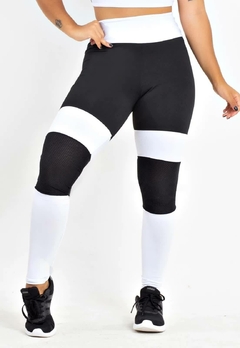 Calça Com Tela Legging Preto e Branco | REF: LX206