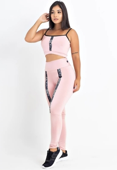 Conjunto Fitness Calça Legging Cintura Alta + Cropped Rose com Elásticos | REF: CCA1 - Fit & Move