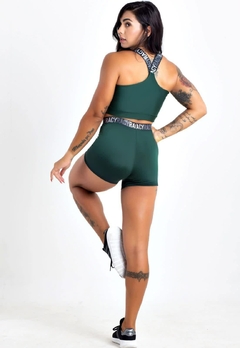 Short + Cropped Elástic Verde Militar Conjunto Fitness | REF: FRD7 - Fit & Move