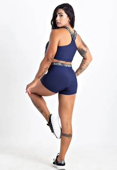 Short + Cropped Elástico Marinho Conjunto Fitness | REF: FRD7 - Fit & Move