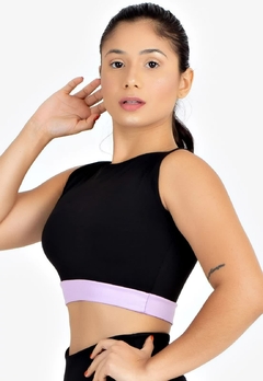 Cropped + Calça Legging Preto com Lilás Conjunto Metamorfose | REF: MTF3