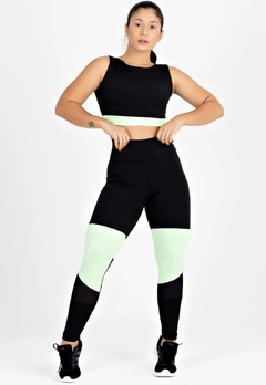 Cropped + Calça Legging Preto com Verde Conjunto Metamorfose | REF: MTF3