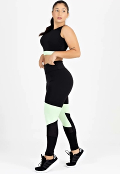 Cropped + Calça Legging Preto com Verde Conjunto Metamorfose | REF: MTF3 - Fit & Move