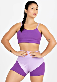 Cropped Sustentação + Short Legging Lilás e Roxo Conjunto Metamorfose | REF: MTF9