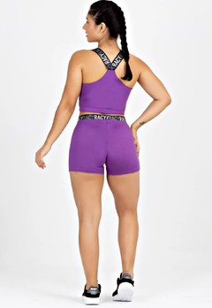 Cropped + Short Legging Elástico Cruzado Roxo | Conjunto Metamorfose | REF: MTF12 - loja online