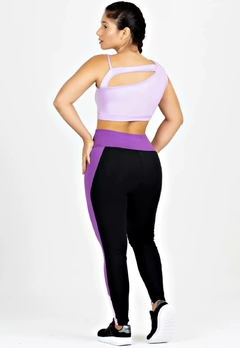 Cropped Detalhe Nas Costas + Calça Legging Com Detalhe Lateral Em Roxo e Lilás Conjunto Metamorfose | REF: MTF21 - Fit & Move