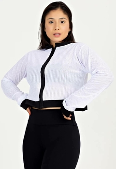 Casaco De Tela Com Ziper Branco Fitness | REF: MTF22 - comprar online