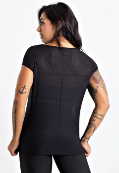 Blusa Manga Curta Preto Fitness Tela | REF: BLMC1 - Fit & Move