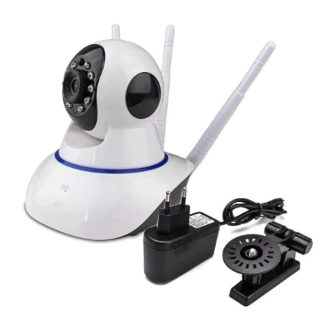 Câmera IP robô 3 antenas Wifi visão noturna Full HD 360º microfone áudio babá eletrônica