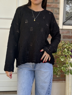 Sweater negro calado
