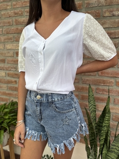Camisa mangas broderie
