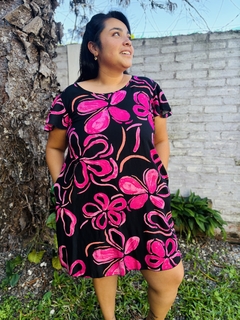 Vestido flores rosa bolsillos