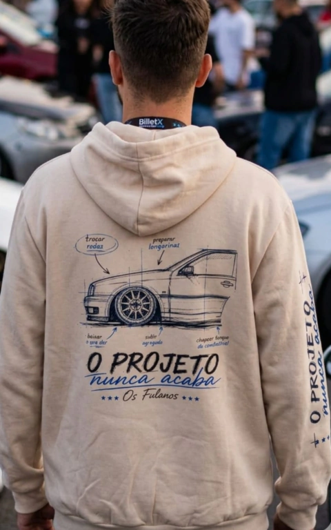 Moletom Canguru " O Projeto Nunca Acaba" - Bege