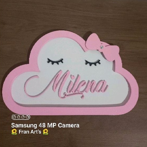 Placa decorativa, porta maternidade nuvem