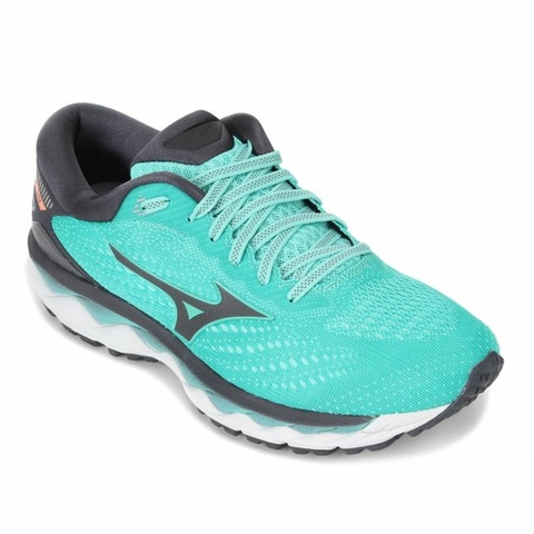 Tênis Mizuno Wave Sky 3 Feminino - Verde/Cinza