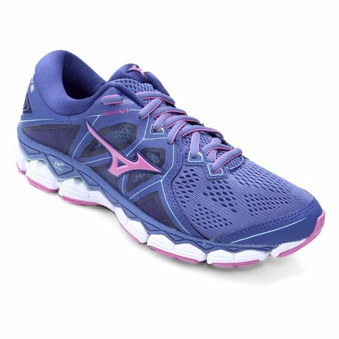 Tênis Mizuno Wave Sky 2 Feminino - Azul/Rosa