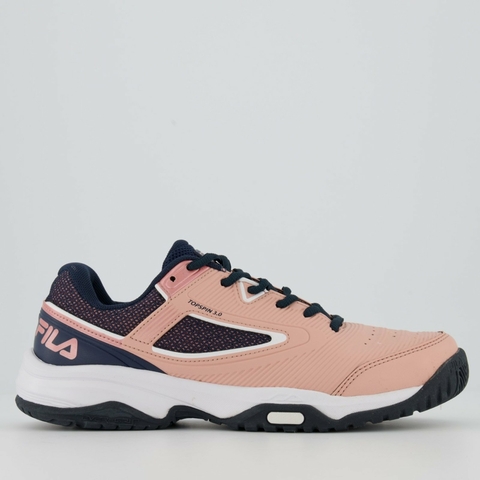Tênis Fila Topspin 3.0 Feminino Rosa Coral/Marinho/Branco