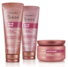 Combo Siàge Nutri Rosé: Shampoo 250ml + Máscara 250g + Condicionador 200ml
