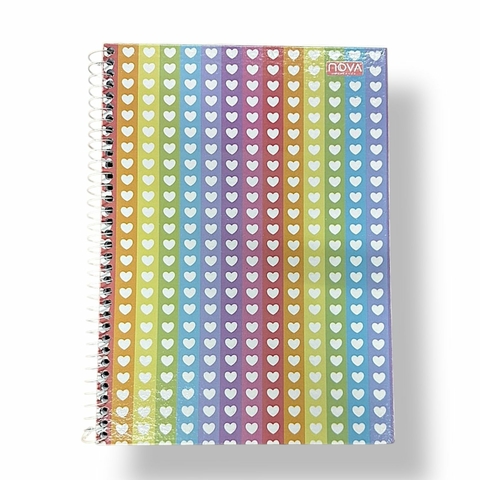 Caderno Universitário 80 Folhas - Feminino - Coração Arco-íris