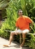 Oversized Tricot Mediterrâneo - Laranja - comprar online