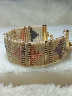 Pulsera tejida con cuentas de VIDRIO MIYUKI JAPONESAS ORIGINALES y terminaciones gold-filled - comprar online