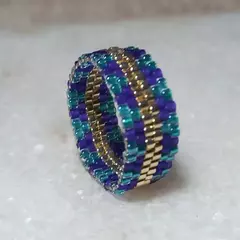 Anillo tejido con cuentas de vidrio japonesas originales Miyuki