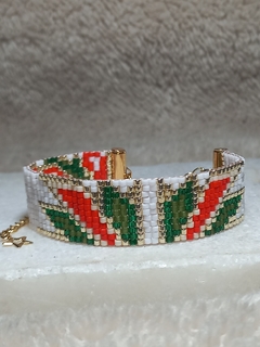 PULSERA DICIEMBRE, PIEZA CREADA CON CUENTAS DE VIDRIO JAPONESAS ORIGINALES MIYUKI Y TERMINACIONES GOLD-FILLED - tienda online